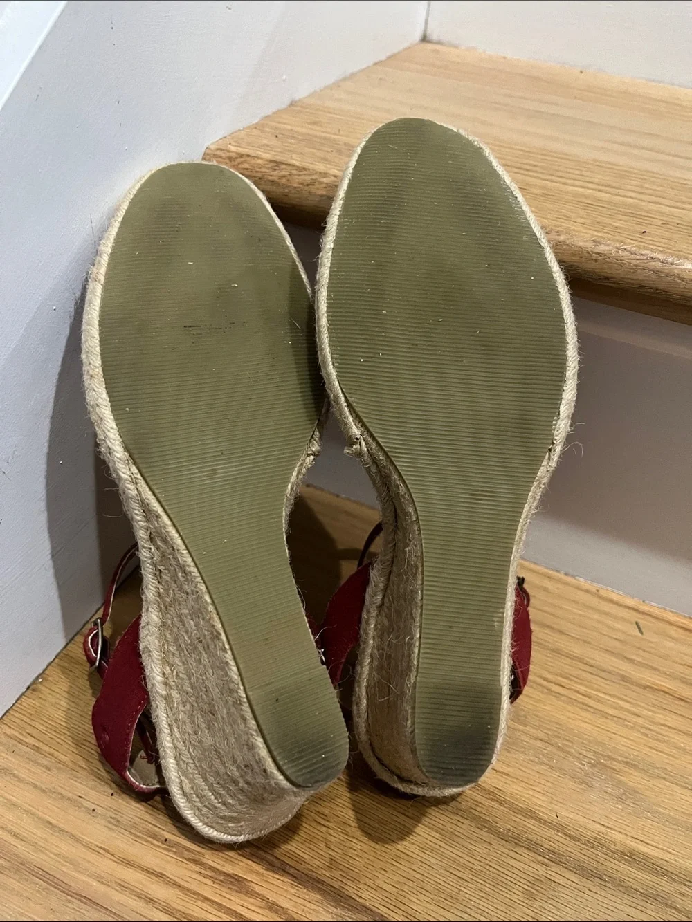 Nine West Red Scalloped Espadrille Ankle-Strap Flats